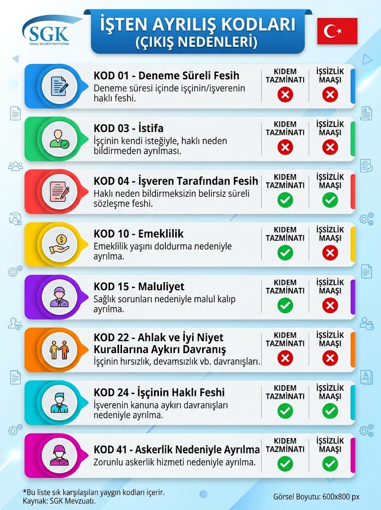 SGK ÇIKIŞ KODLARI 